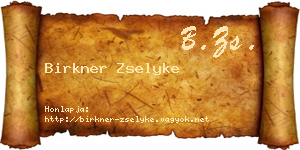 Birkner Zselyke névjegykártya